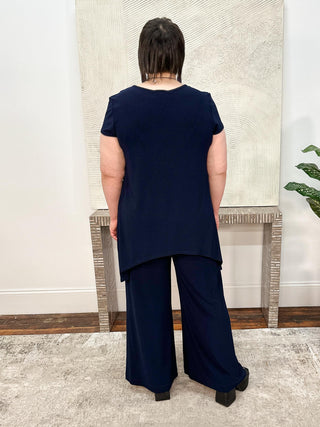 Silky Knit Tunic With Handkerchief Hem, Midnight Blue