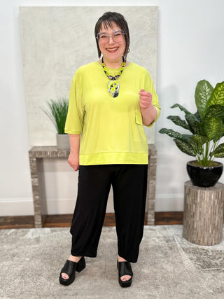 Silky Knit And Memory Boxy Top With Pocket Detail, Honeydew