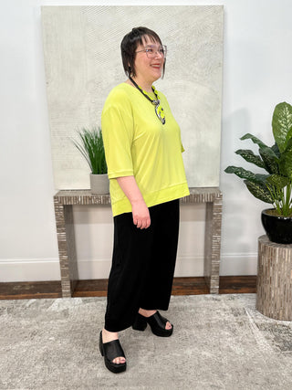 Silky Knit And Memory Boxy Top With Pocket Detail, Honeydew