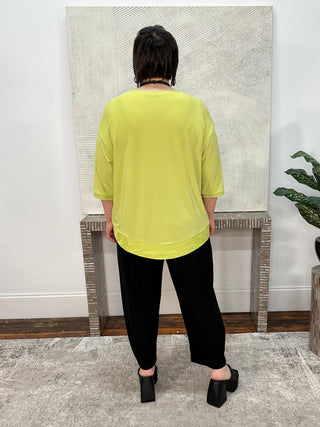 Silky Knit And Memory Boxy Top With Pocket Detail, Honeydew