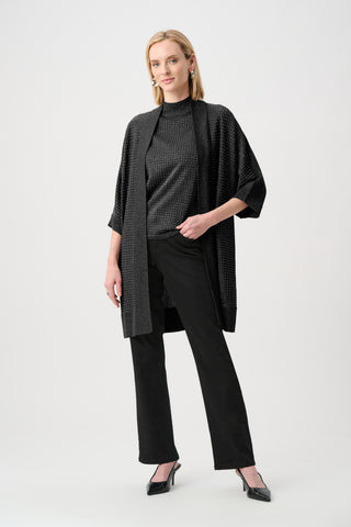 Sweater Knit Cover-Up with Rhinestone Detail, Black/Black