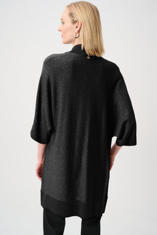 Sweater Knit Cover-Up with Rhinestone Detail, Black/Black