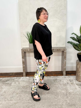 Joseph Ribkoff Woven Twill Poncho Top With Front Keyhole, Black - Statement Boutique