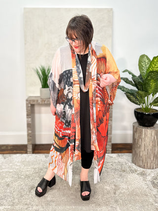 Kaziuki Aina Mesh Kimono, Carnelian - Statement Boutique