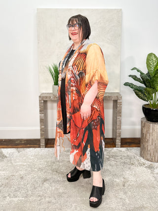 Kaziuki Aina Mesh Kimono, Carnelian - Statement Boutique