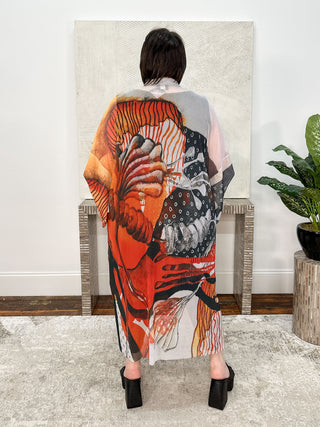 Kaziuki Aina Mesh Kimono, Carnelian - Statement Boutique