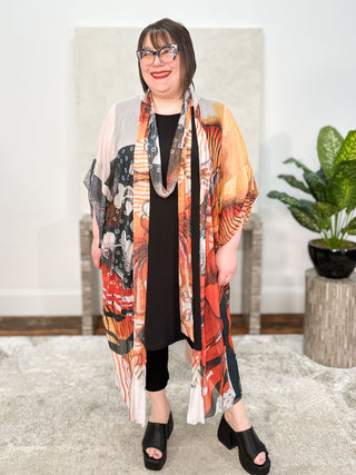 Kaziuki Aina Mesh Kimono, Carnelian - Statement Boutique