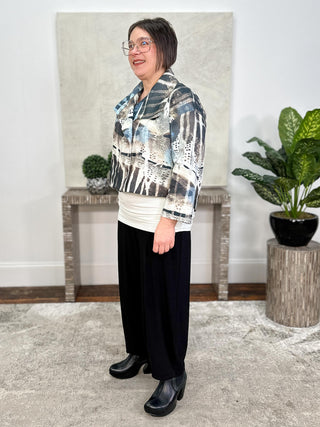 Kaziuki Alex Jacket, Black/Light Blue/Neutral Print - Statement Boutique