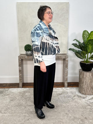 Kaziuki Alex Jacket, Black/Light Blue/Neutral Print - Statement Boutique
