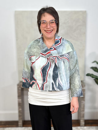Kaziuki Alex Jacket, Mint/Red Print - Statement Boutique