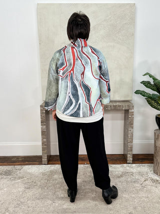 Kaziuki Alex Jacket, Mint/Red Print - Statement Boutique