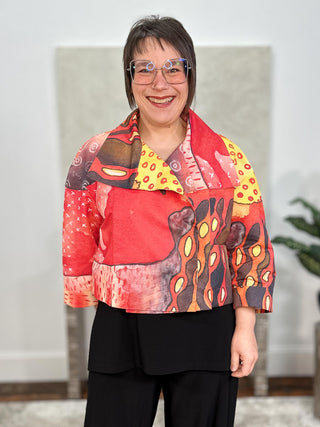 Kaziuki Alex Jacket, Red/Yellow Print - Statement Boutique