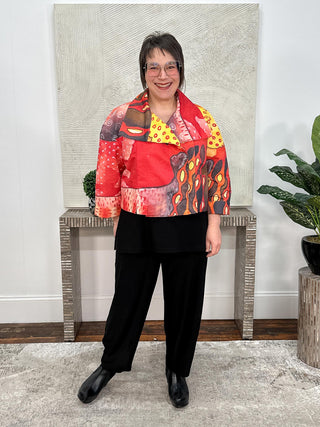 Kaziuki Alex Jacket, Red/Yellow Print - Statement Boutique