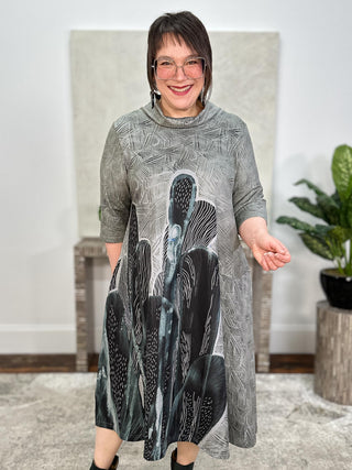 Kaziuki Julie Dress, Cactus in Grey - Statement Boutique
