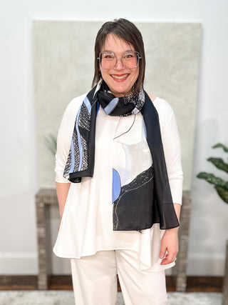 Kaziuki Printed Shawl, Modulo Blue - Statement Boutique