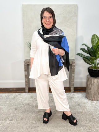 Kaziuki Printed Shawl, Modulo Blue - Statement Boutique