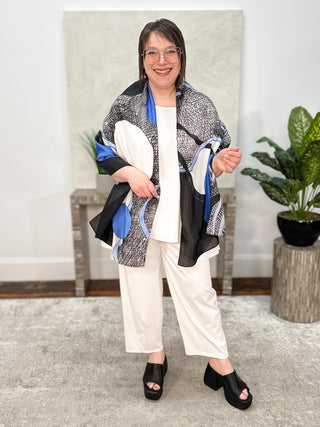 Kaziuki Printed Shawl, Modulo Blue - Statement Boutique