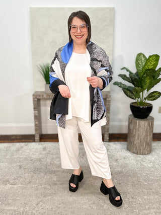 Kaziuki Printed Shawl, Modulo Blue - Statement Boutique
