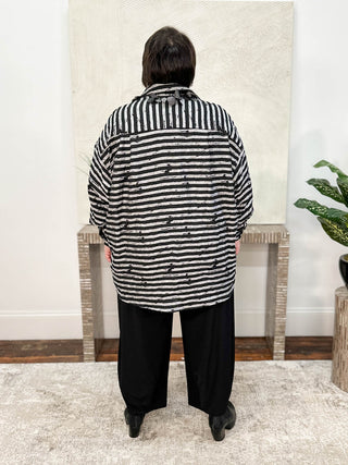 Kedem Sasson Plum Shirt, Black Stripes - Statement Boutique