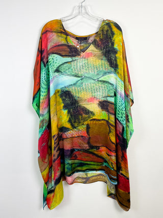 KikiSol Modal Midi Kaftan, Artisan Red Brown & Turquoise - Statement Boutique