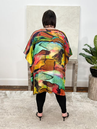 KikiSol Modal Midi Kaftan, Artisan Red Brown & Turquoise - Statement Boutique