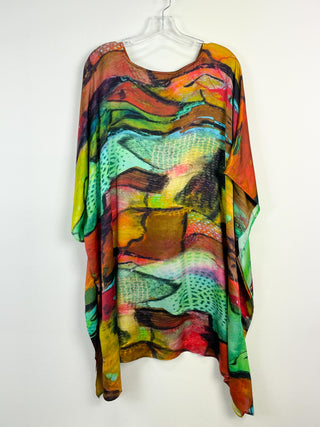 KikiSol Modal Midi Kaftan, Artisan Red Brown & Turquoise - Statement Boutique