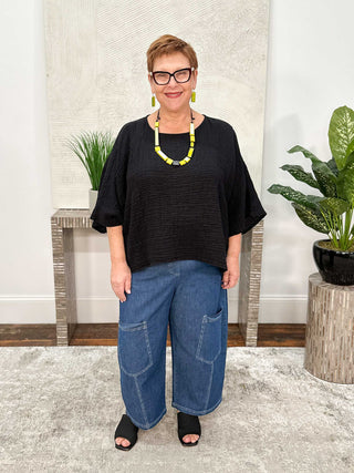 Kozan Alina Top, Black Gauze - Statement Boutique
