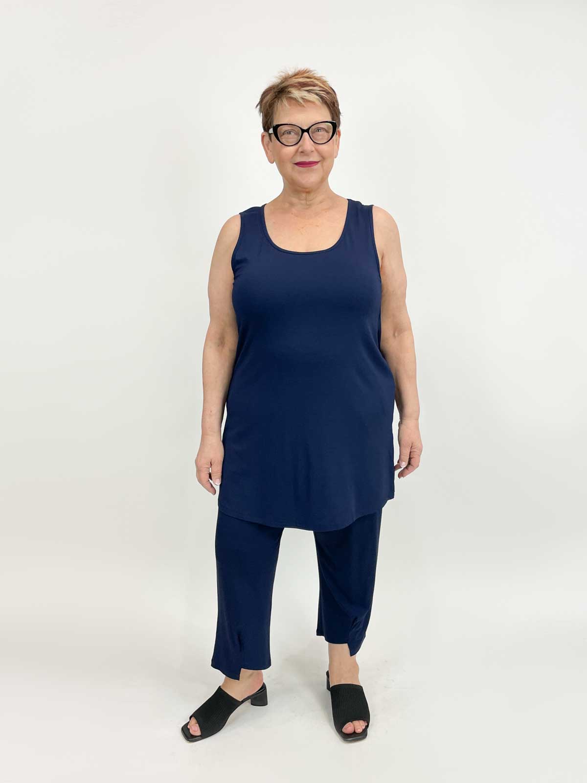 Kozan Dakota Tank Tunic, Navy Tencel - Statement Boutique