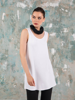 Kozan Dakota Tank Tunic, White Tencel - Statement Boutique