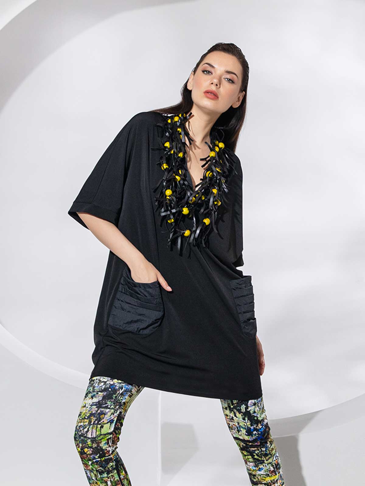 Kozan Derek Tunic Dress, Black Vogue - Statement Boutique