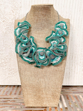 Lavish by Tricia Milaneze Buttercup Necklace, Silver Teal Mix - Statement Boutique