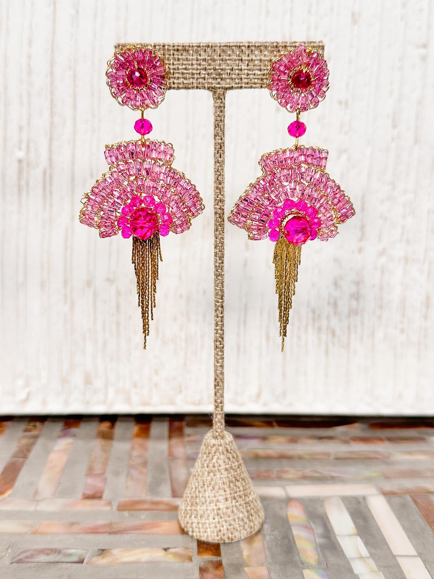 Fergie Mini Earrings, Gold Pink