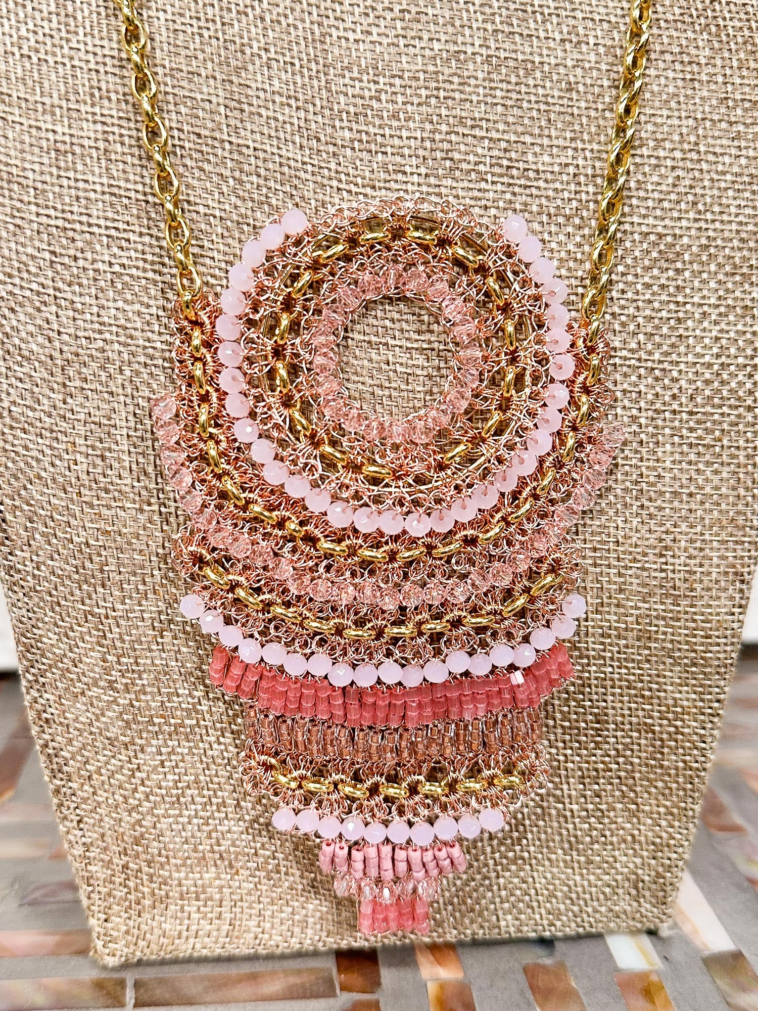 Ripples Necklace, Rose Pink Mix