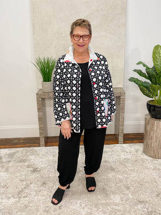 Lemon Grass Reversible Button Front Jacket, Black - Statement Boutique