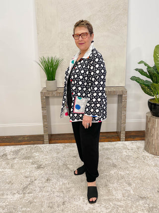 Lemon Grass Reversible Button Front Jacket, Black - Statement Boutique