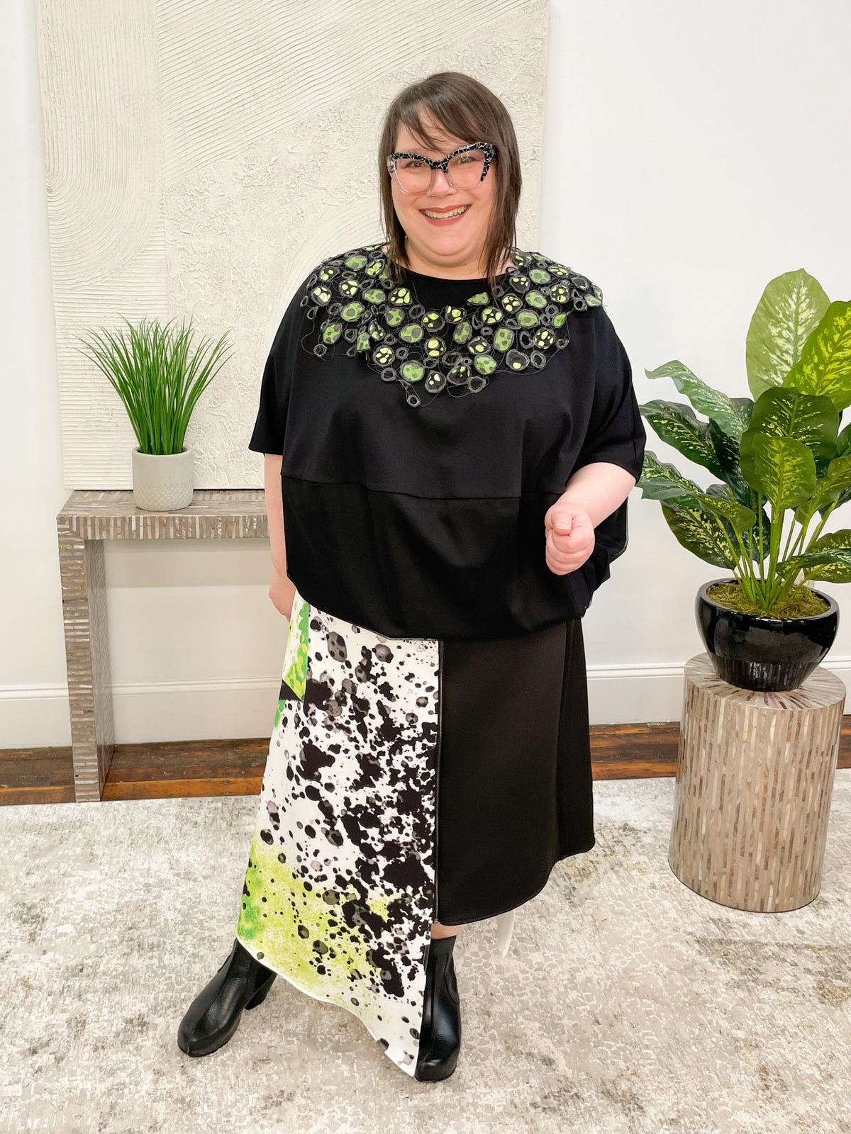 Link Dia Skirt, Green Print - Statement Boutique