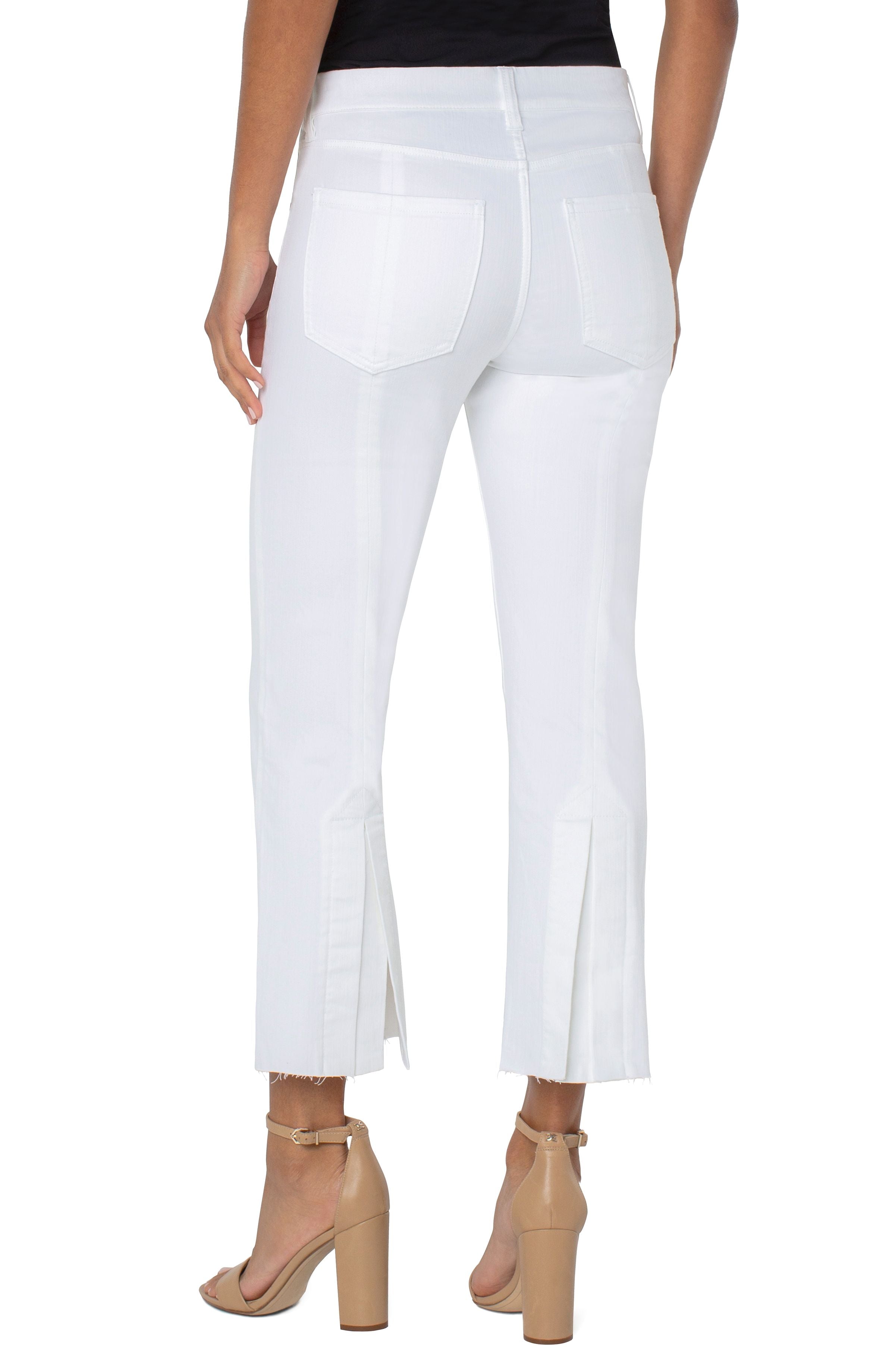 Liverpool Los Angeles Gia Glider Back Slit Crop Flare 25.5", Bright White - Statement Boutique
