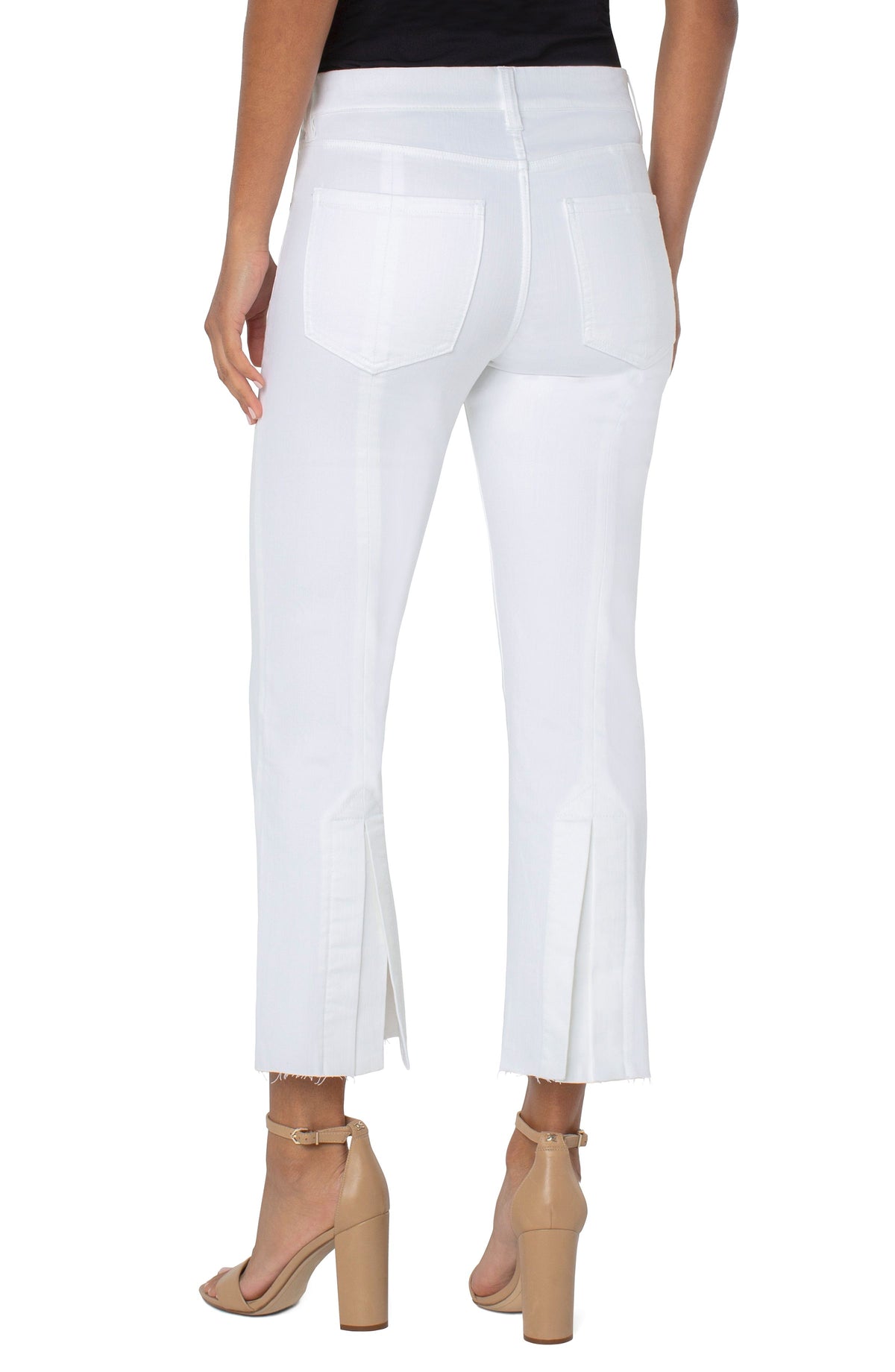 Liverpool Los Angeles Gia Glider Back Slit Crop Flare 25.5&quot;, Bright White - Statement Boutique