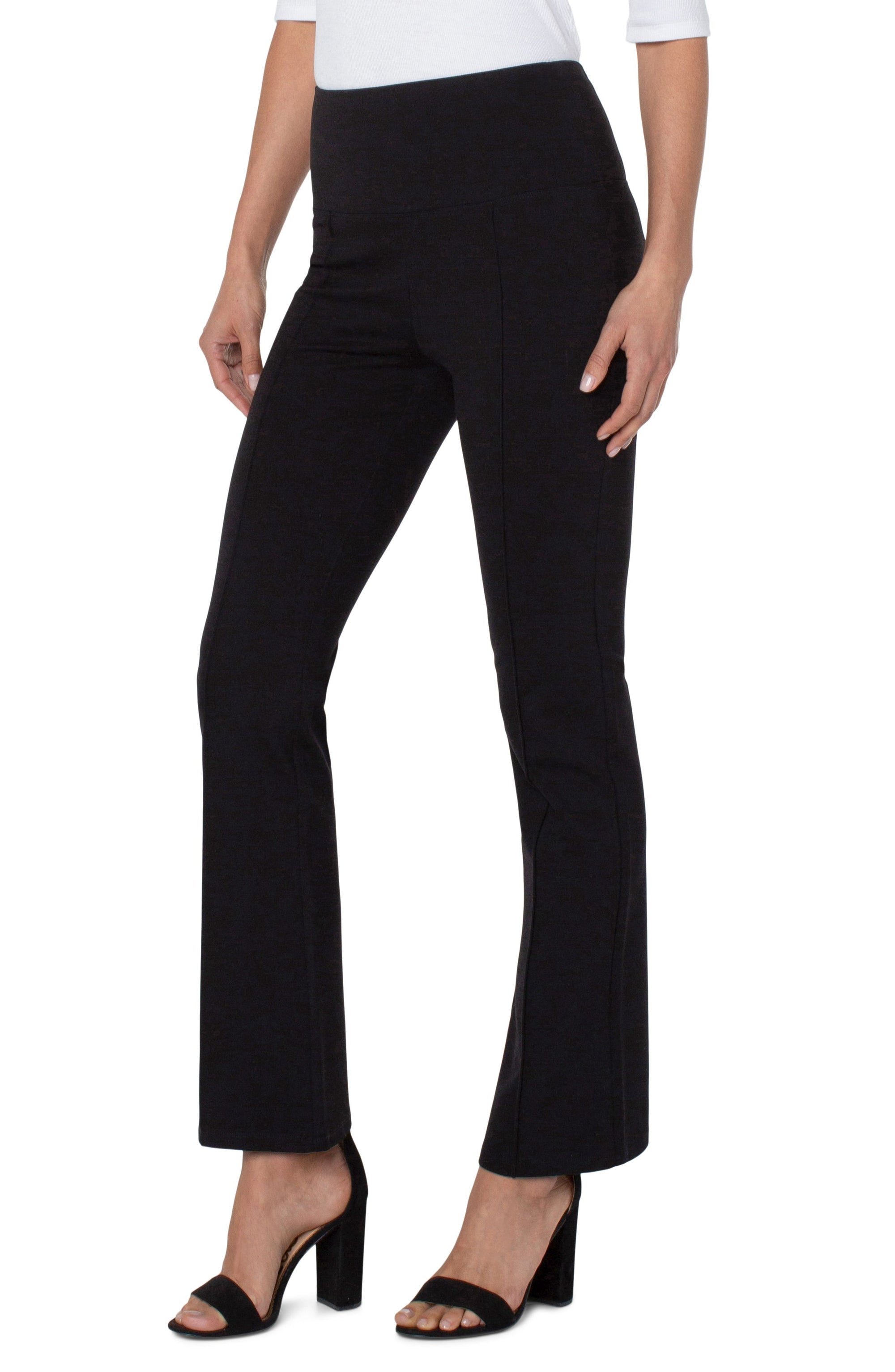 Liverpool Los Angeles Pearl Pintuck Seam Full Length Flare, Black - Statement Boutique