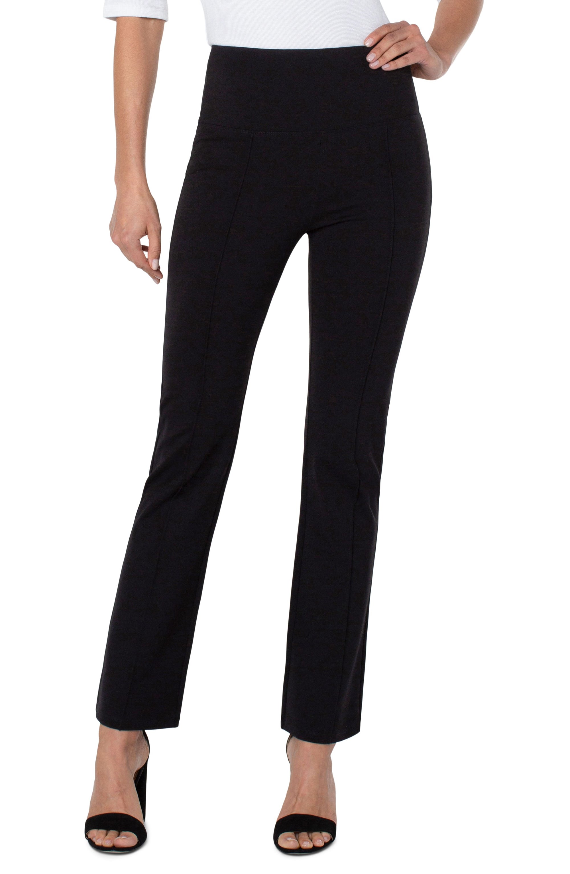 Liverpool Los Angeles Pearl Pintuck Seam Full Length Flare, Black - Statement Boutique