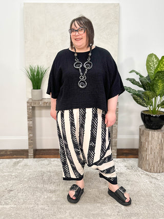 Luukaa Doodle Harem Pant, Black/Cream - Statement Boutique