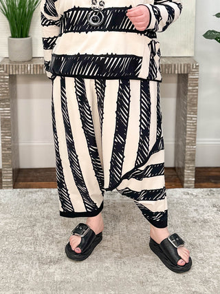 Luukaa Doodle Harem Pant, Black/Cream - Statement Boutique