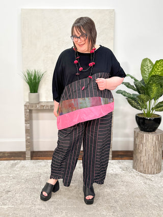 Luukaa Glow Striped Pant, Pink - Statement Boutique