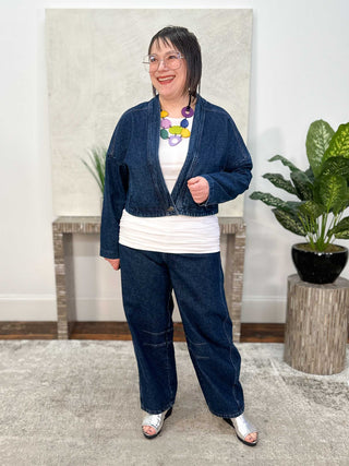 Luukaa Nila Cropped Jacket, Indigo Denim - Statement Boutique