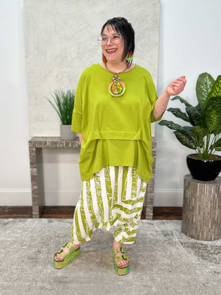 Luukaa Odyssey Harem Pant, Lime Print - Statement Boutique