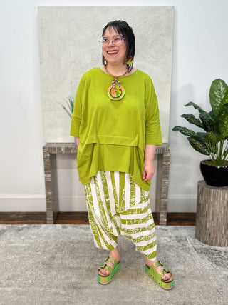Luukaa Odyssey Oversized Pintuck Tunic, Lime - Statement Boutique