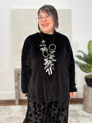 Panorama Velvet Top, Black