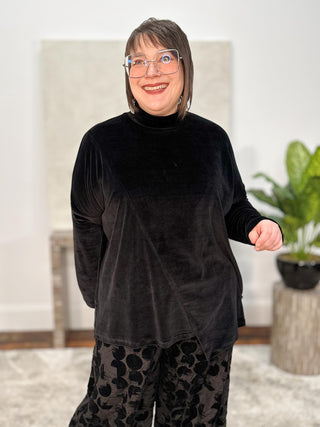 Panorama Velvet Top, Black