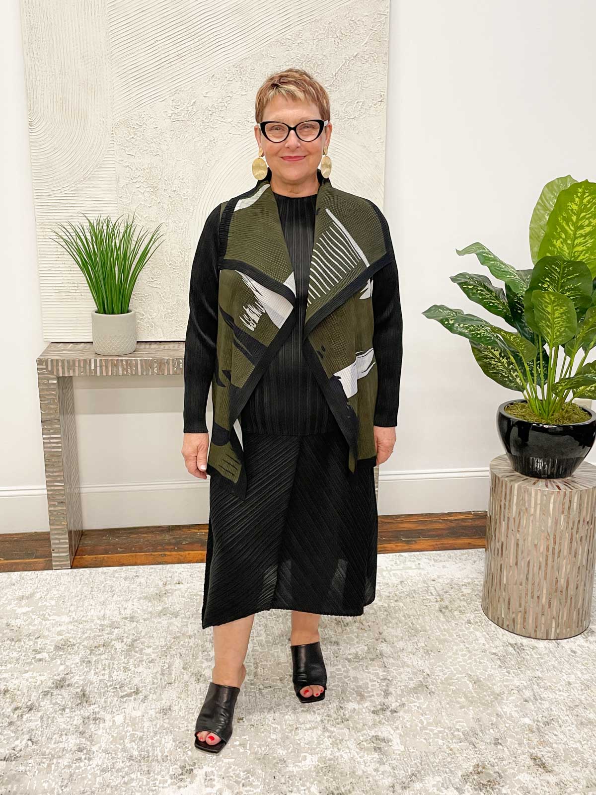 MC Oasis Shadow Printed Jacket, Olive - Statement Boutique