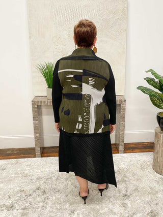 MC Oasis Shadow Printed Jacket, Olive - Statement Boutique